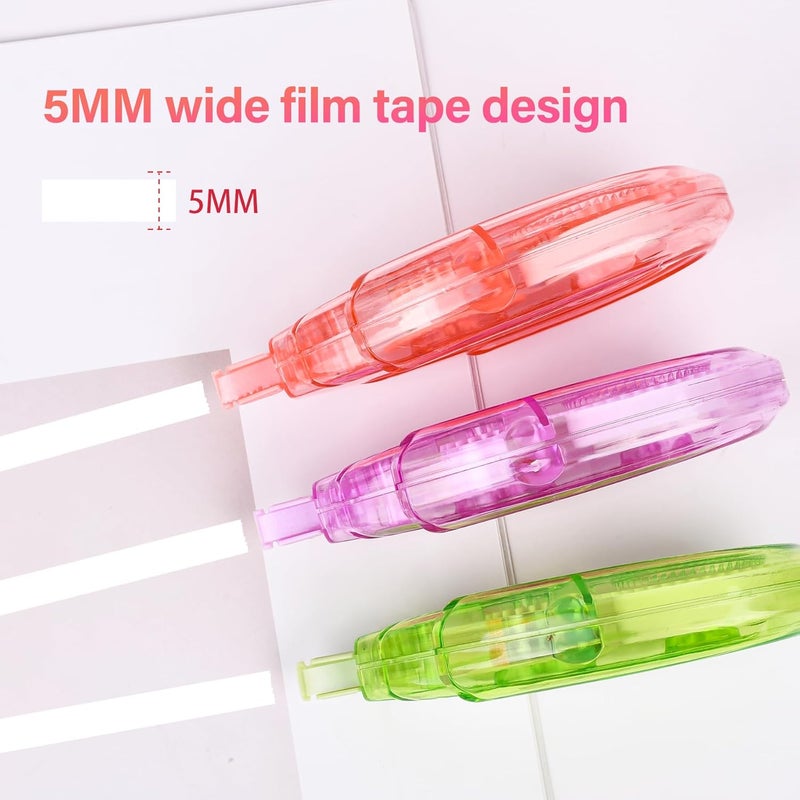 Vobou White Correction Tape, Easy To Use Applicator for Instant Corrections Wrong Writing At Any Time, For school, Office (red, purple, green, 12pack, 6M/256" x 0.2") - Image 3
